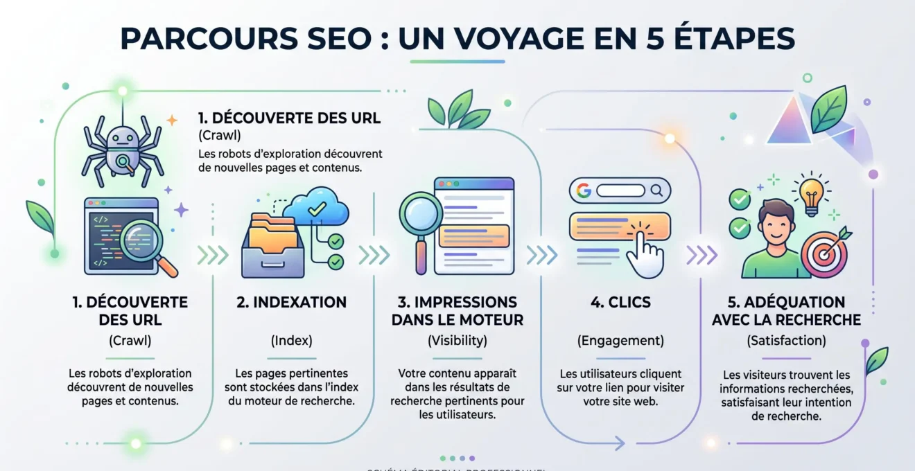 Schéma de diagnostic d’un site peu visible sur Google